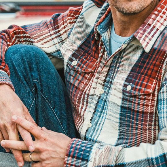 Outerknown | Blanket Shirt In Henna Rouge Plaid - Picture 2 of 12